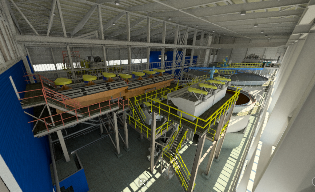 BIM-model of the mining plant, created with laser scanning