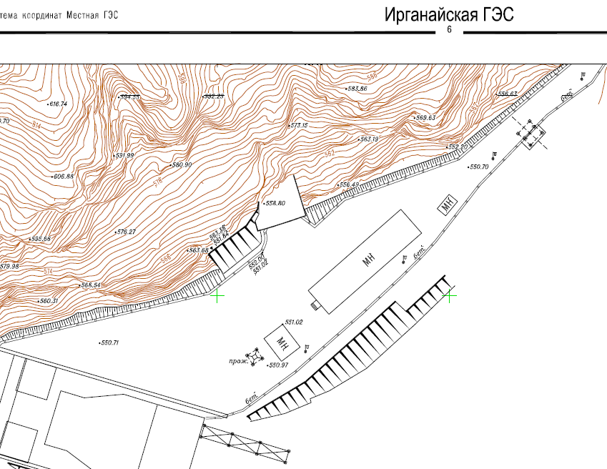Topoplan of scale 1:500, created with use of laser scanning in a mountaineous area