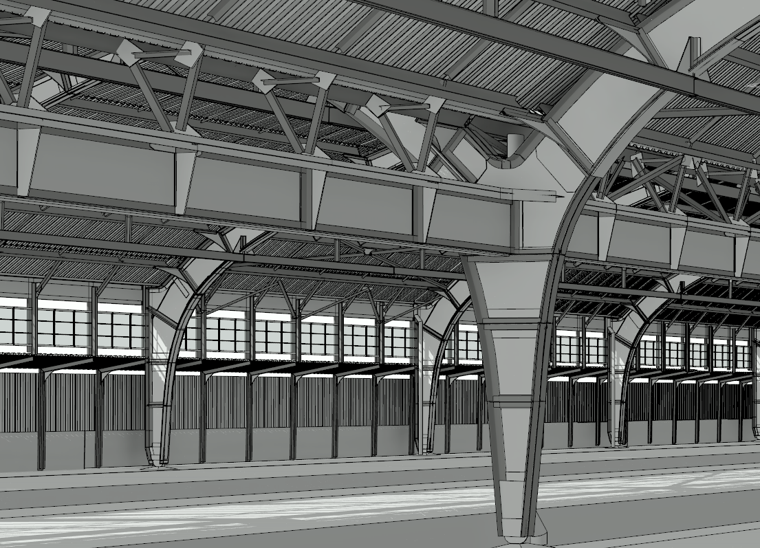 3D BIM-модель дебаркадера железнодорожного вокзала