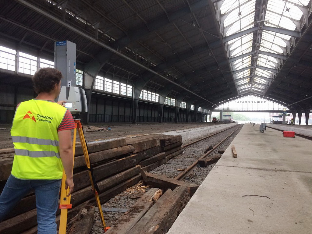 Laser scanning field survey of The Yuzhnyi Railway Station, Kaliningrad, Russia