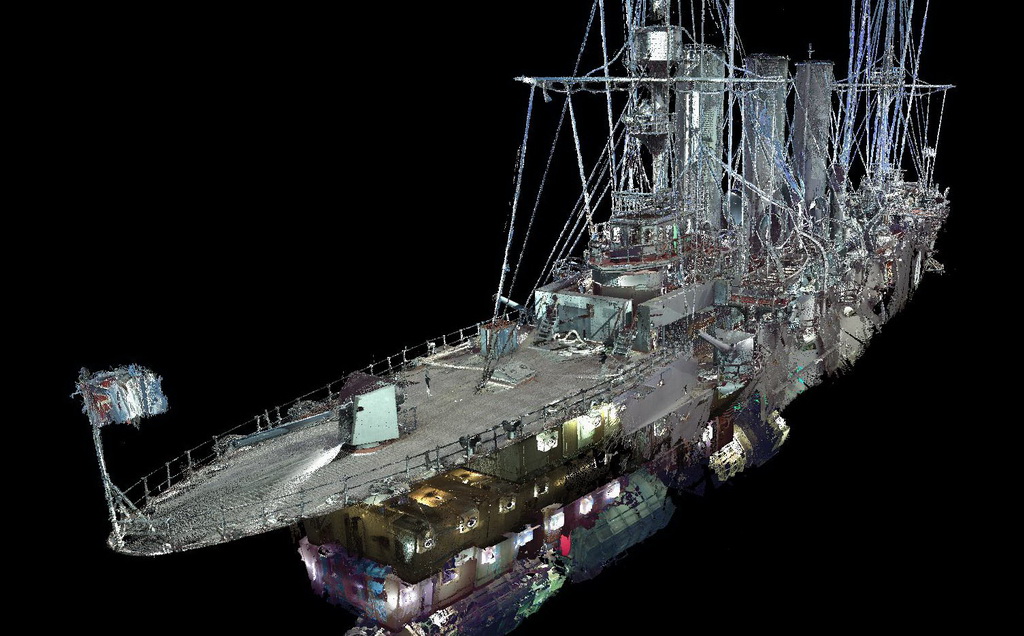 The fragment of the point cloud of the ship