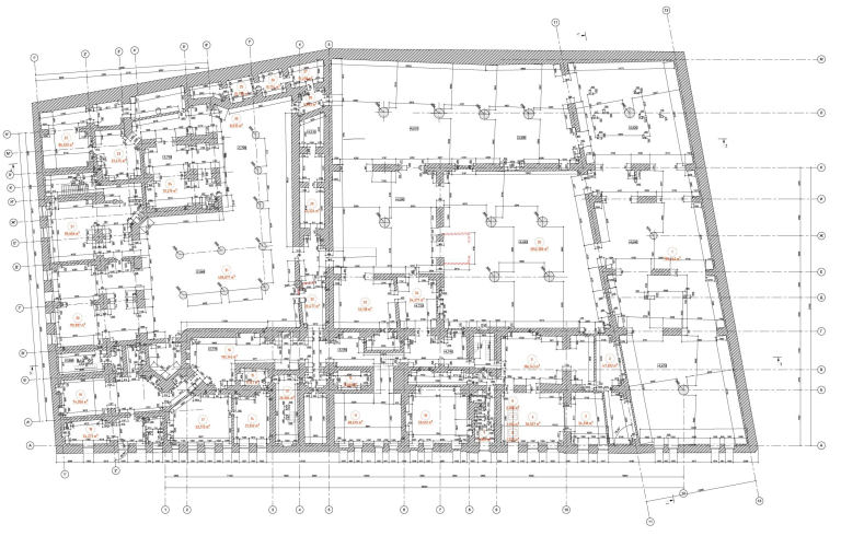 The plan of the basement, created by point cloud.