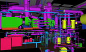 Fig 3 - 3D model of diesel power plant, obtained by laser scanning