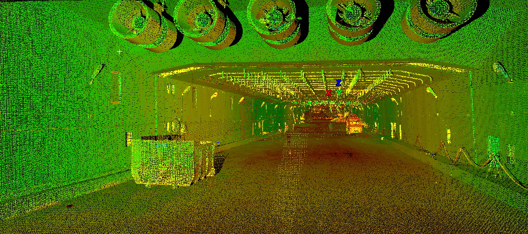 Point cloud of the tunnel. Inside view.