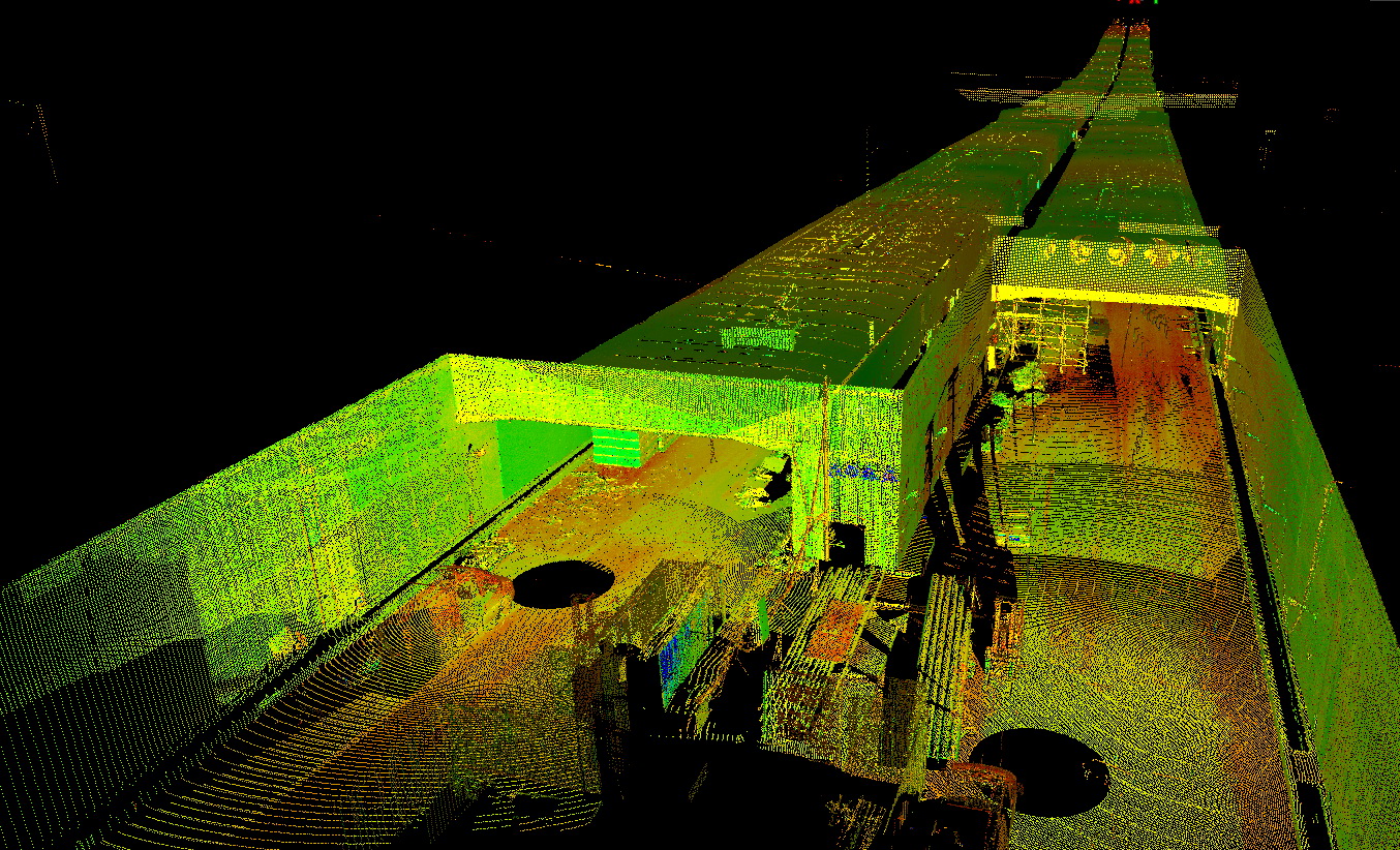 Подводный тоннель КЗС - облако точек, результат лазерного сканирования