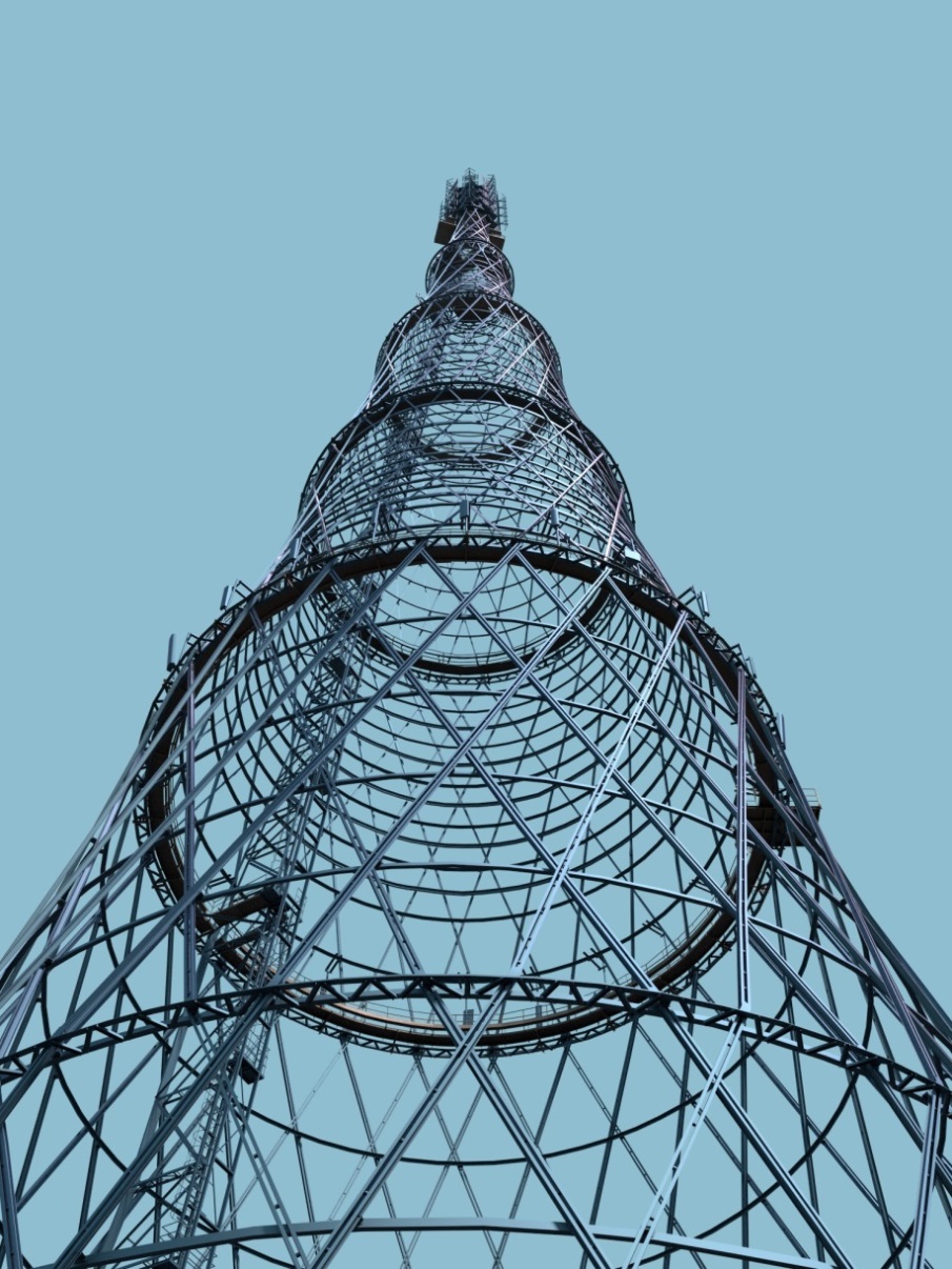 Шуховская башня на Шаболовке. Интерактивное 3D-приложение. 3D-модель, состоящая из десятков тысяч элементов, представляет из себя точную и детальную копию памятника. Режим полета.