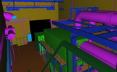 Fig 2 - 3D model of diesel power plant, obtained by laser scanning